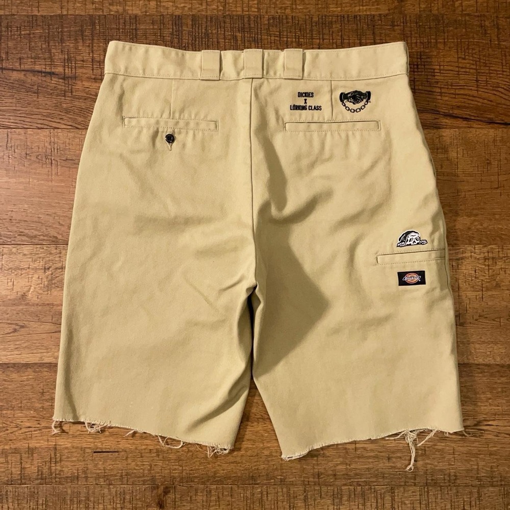 Dickies Lurking Class Cut Off Shorts Mens 38 Tan Skater Streetwear Raw Hem